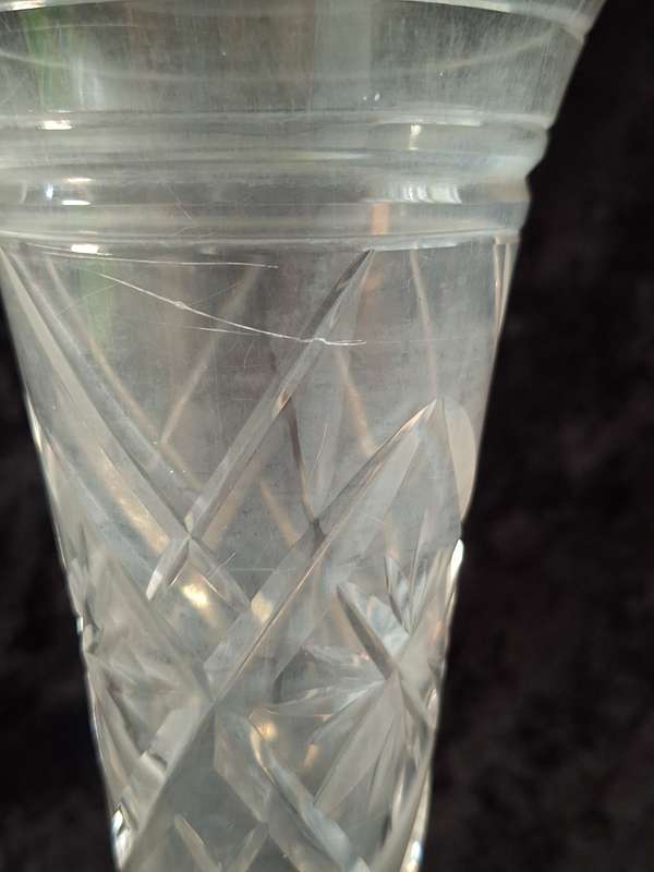 Beautiful Stuart Crystal Trumpet Vase (Water Stains and Scratched)