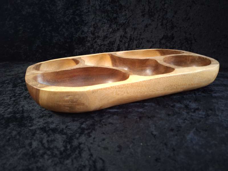 Vintage Hand Made Wooden Snack Tray.
