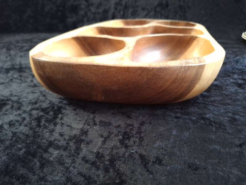 Vintage Hand Made Wooden Snack Tray.