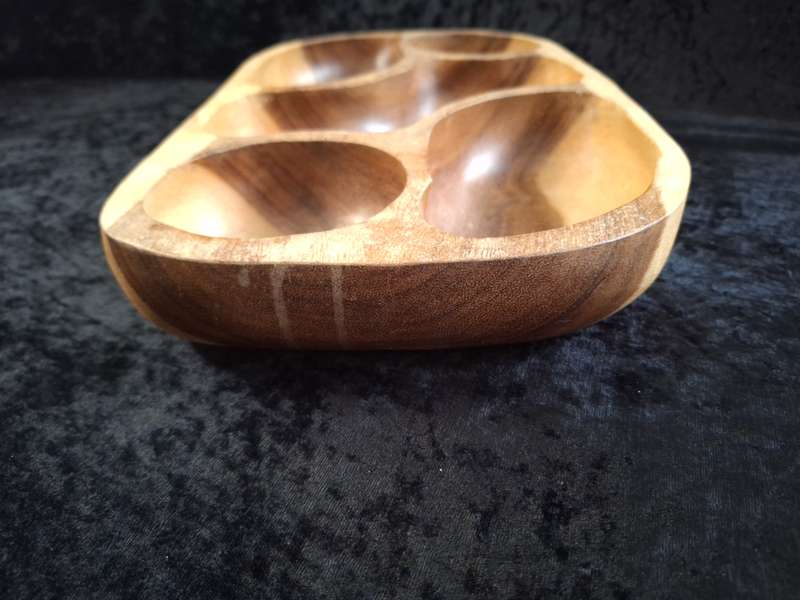 Vintage Hand Made Wooden Snack Tray.