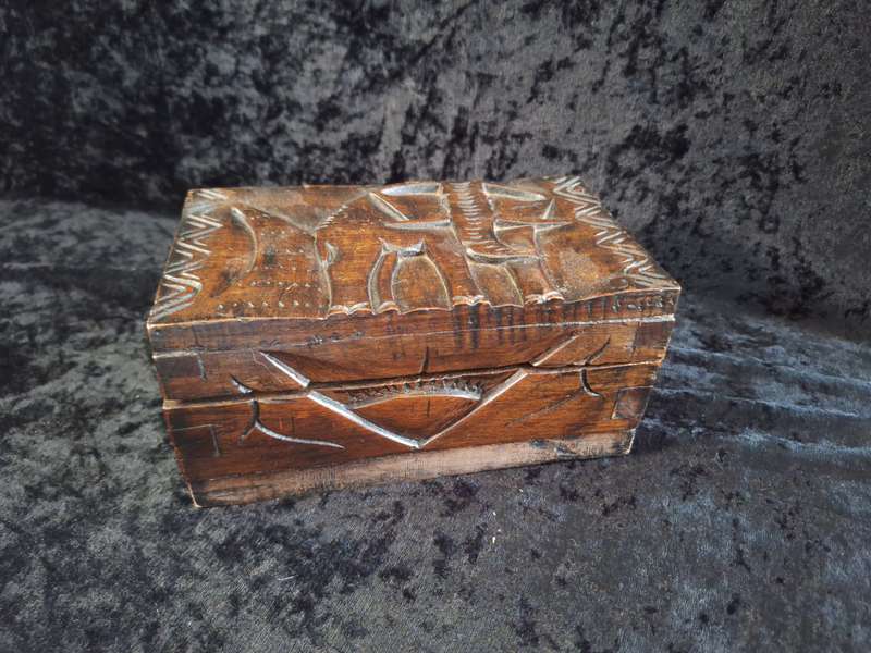 Vintage Wooden Hand Made Jewlery Box - A.