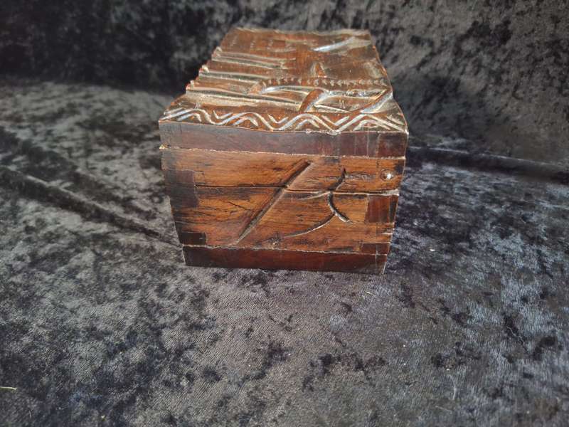 Vintage Wooden Hand Made Jewlery Box - A.