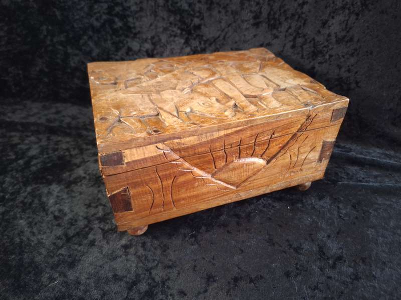 Vintage Wooden Hand Made Jewlery Box - C.