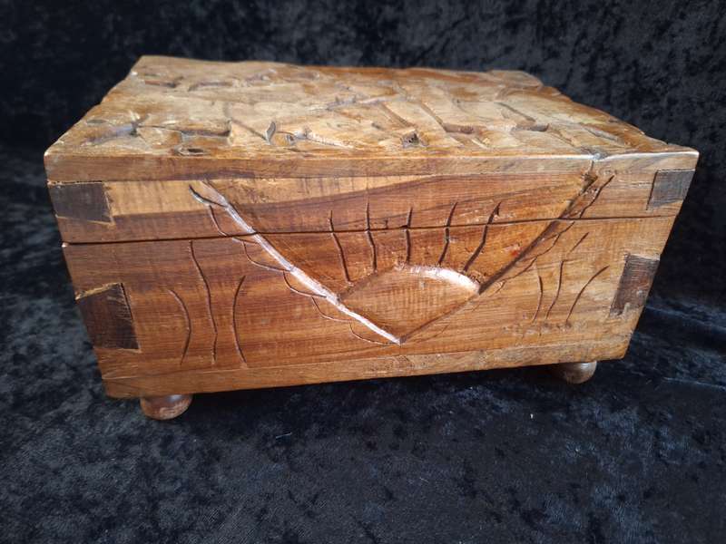 Vintage Wooden Hand Made Jewlery Box - C.