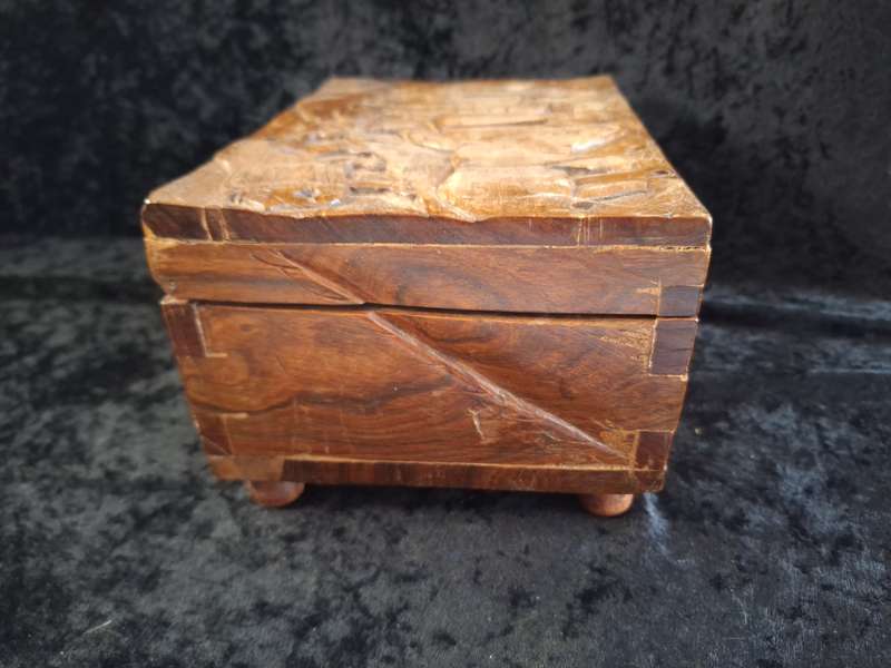 Vintage Wooden Hand Made Jewlery Box - C.