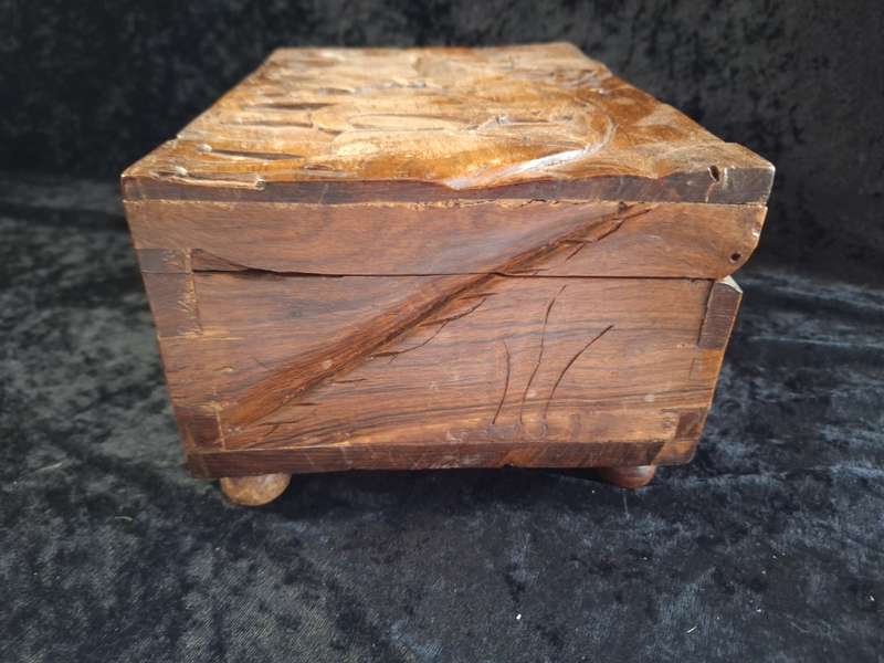 Vintage Wooden Hand Made Jewlery Box - C.