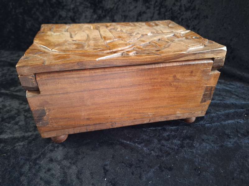Vintage Wooden Hand Made Jewlery Box - C.