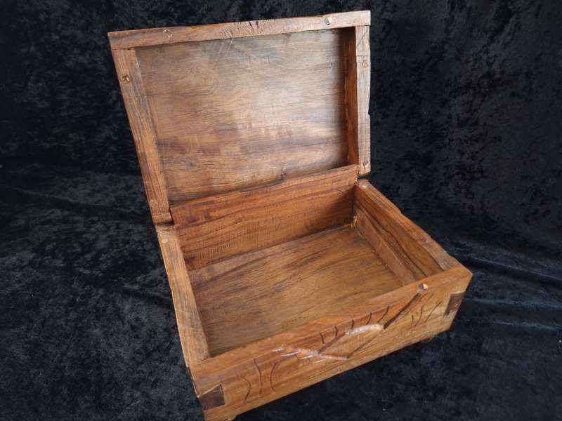Vintage Wooden Hand Made Jewlery Box - C.