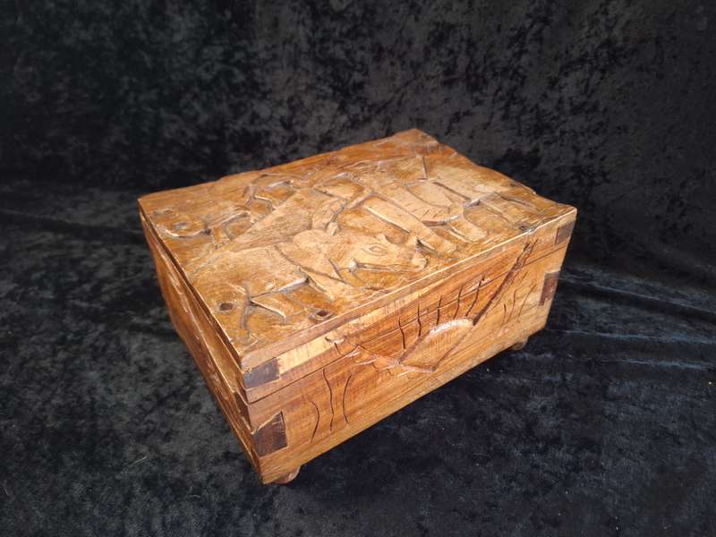 Vintage Wooden Hand Made Jewlery Box - C.
