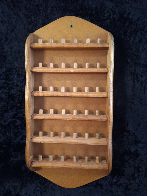 Vintage Wooden Thimble Display Shelf.