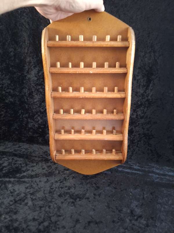 Vintage Wooden Thimble Display Shelf.