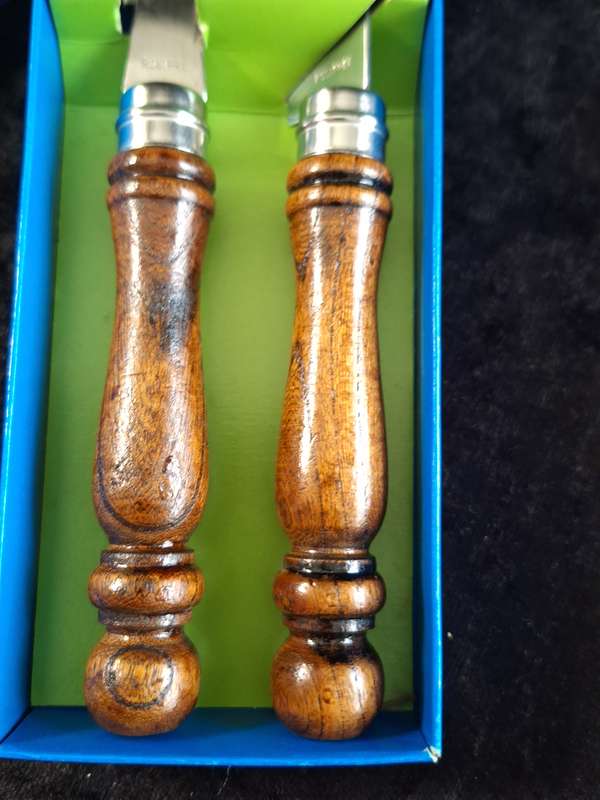 Vintage 2 Piece Stainless Steel & Wood Carving Set