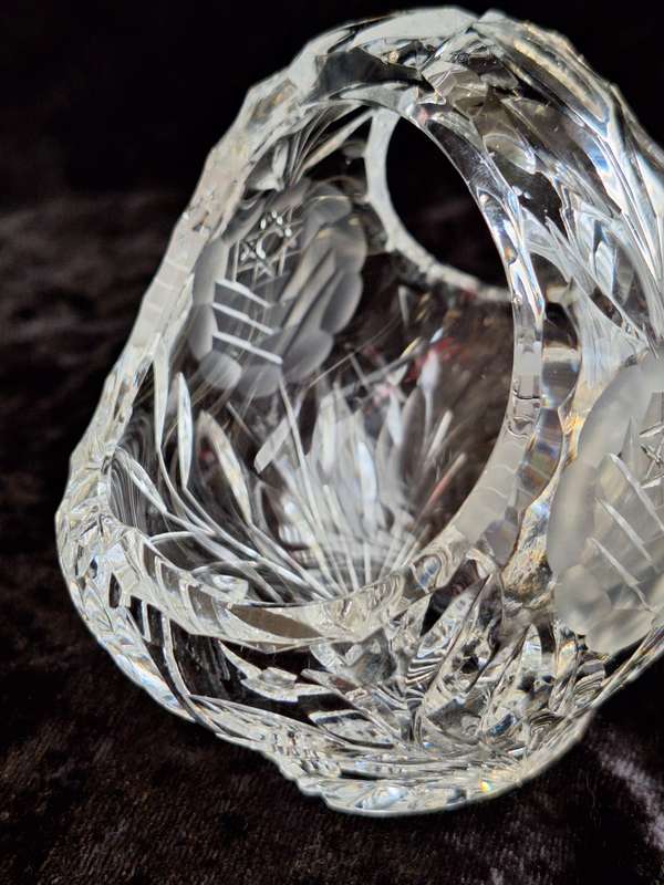 Vintage Rose cut Crystal Basket.