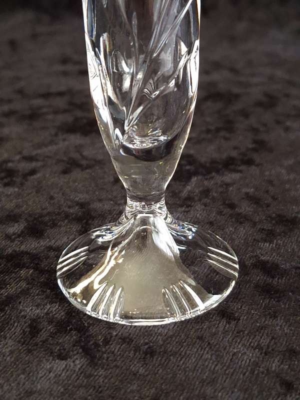 Small Vintage Rose cut Crystal Trumpet Bud Vase.