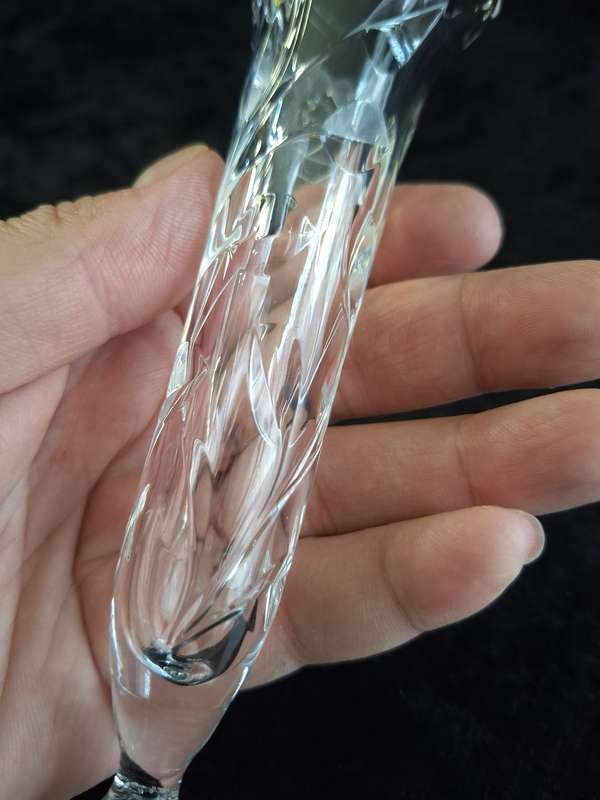 Small Vintage Rose cut Crystal Trumpet Bud Vase.
