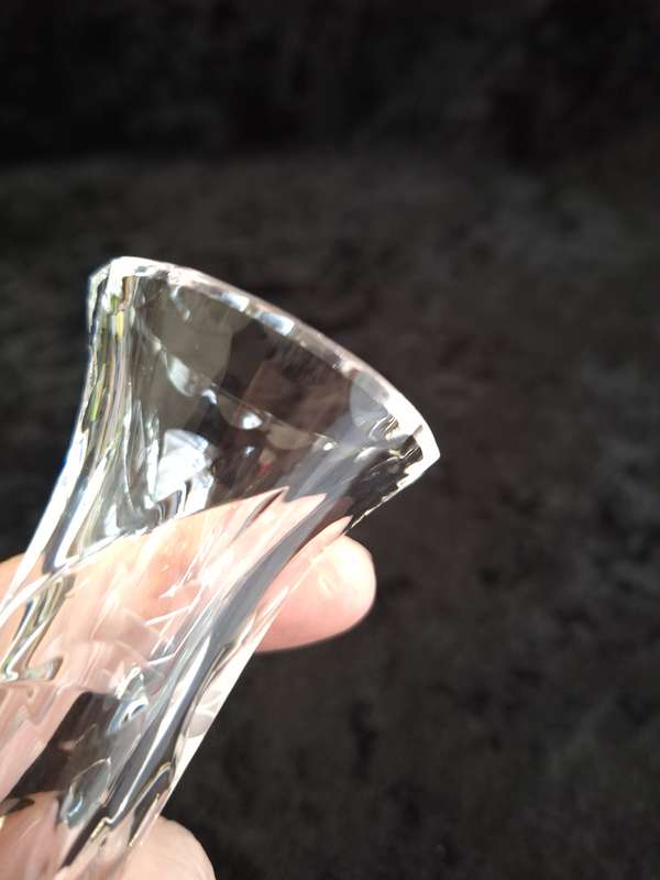 Small Vintage Rose cut Crystal Trumpet Bud Vase.