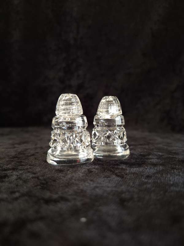 Small Vintage Crystal Salt and Pepper Set.