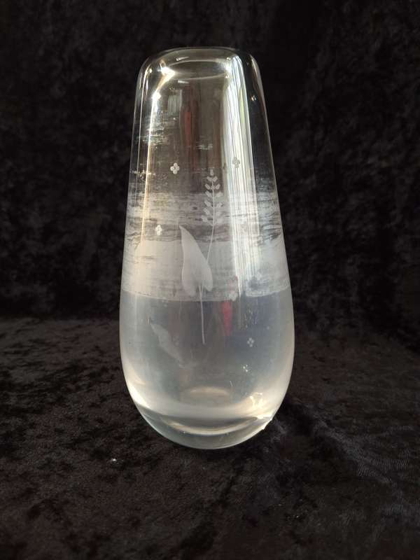 Vintage Swiss Signed Orrefors Crystal Vase (Water Stained)
