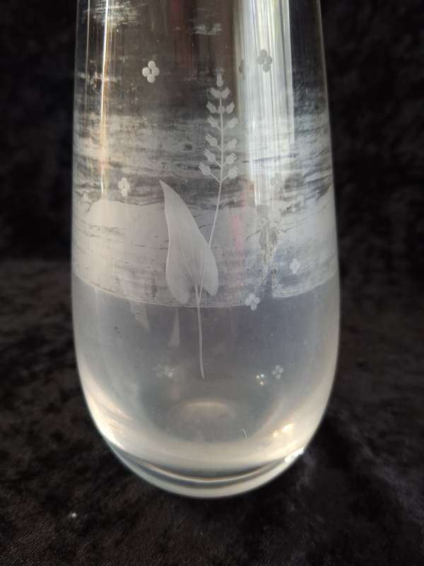 Vintage Swiss Signed Orrefors Crystal Vase (Water Stained)