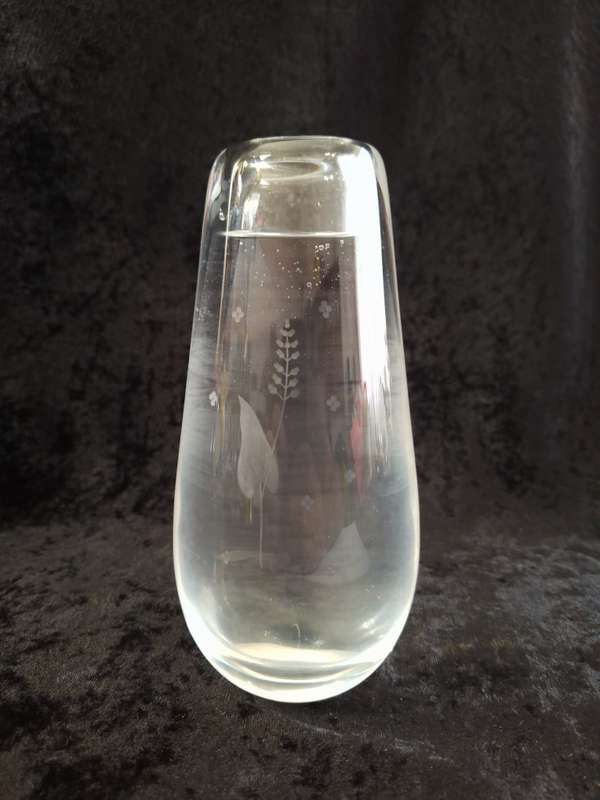 Vintage Swiss Signed Orrefors Crystal Vase (Water Stained)