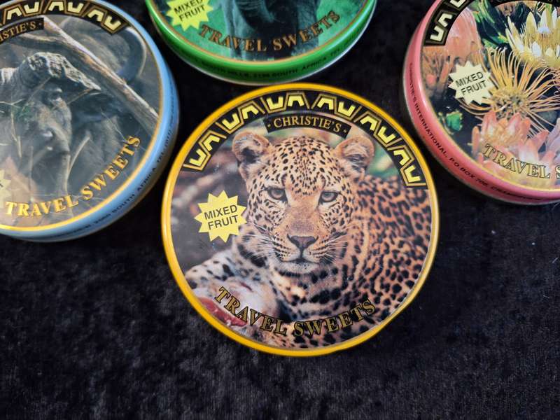 Vintage Set of 6 Christie's International Travel Sweet Tins.
