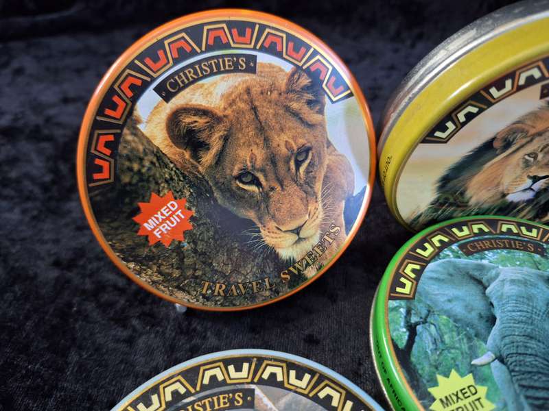 Vintage Set of 6 Christie's International Travel Sweet Tins.