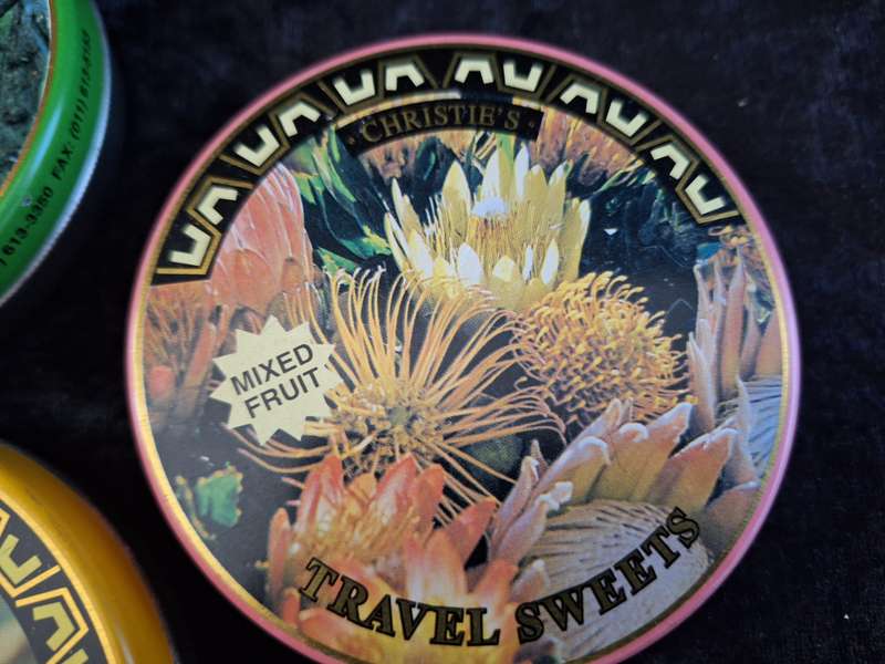 Vintage Set of 6 Christie's International Travel Sweet Tins.