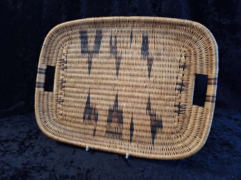 Vintage African Weaved Tray with Dried Fruits and Seeds.