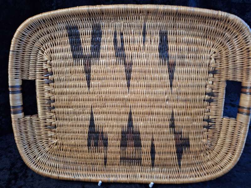 Vintage African Weaved Tray with Dried Fruits and Seeds.