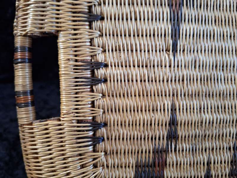 Vintage African Weaved Tray with Dried Fruits and Seeds.