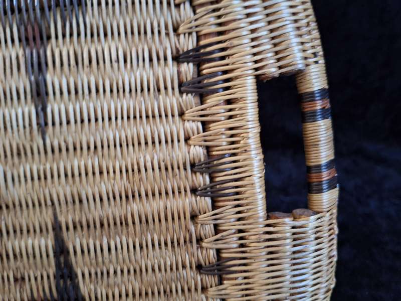 Vintage African Weaved Tray with Dried Fruits and Seeds.