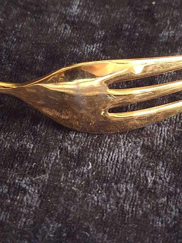 Vintage Art-Deco Style Gold-Plated Cake Forks. (Ebco)