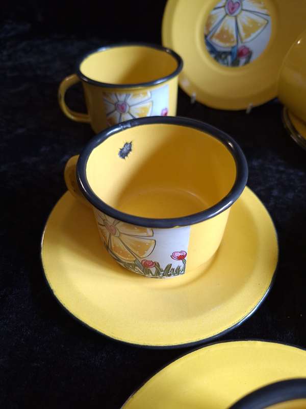 Beautiful Set of 6 Vintage Enamel Duo's - B.