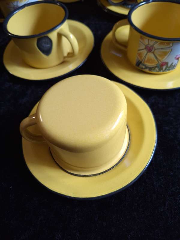Beautiful Set of 6 Vintage Enamel Duo's - B.