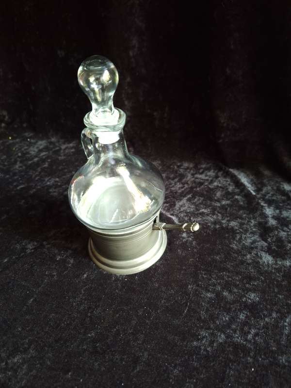 Vintage Tin Etain Zinn Pewter Cruet Set