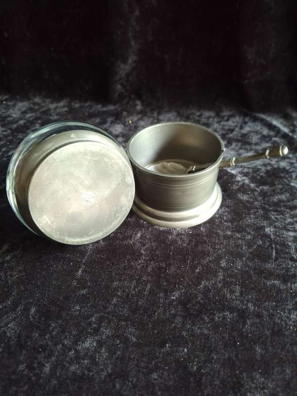 Vintage Tin Etain Zinn Pewter Cruet Set