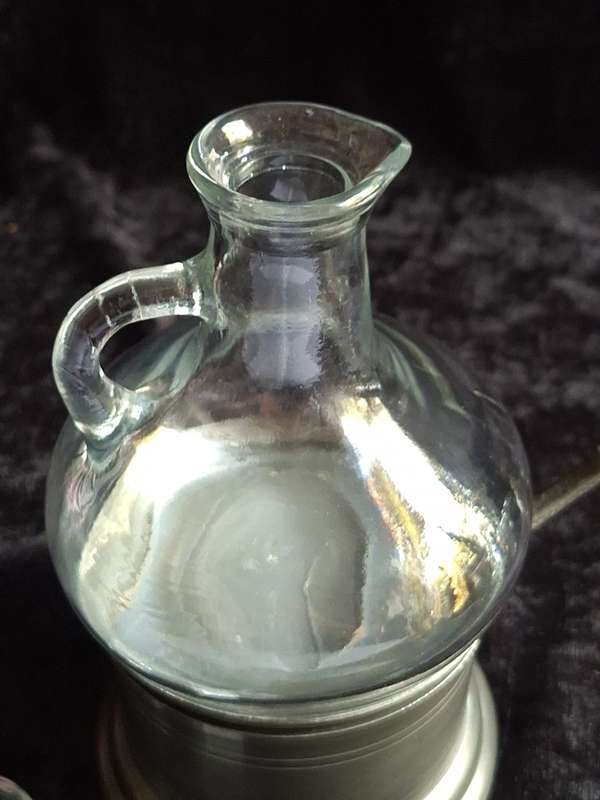 Vintage Tin Etain Zinn Pewter Cruet Set