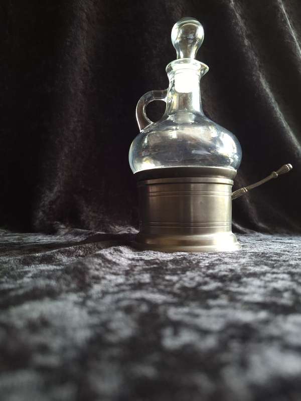 Vintage Tin Etain Zinn Pewter Cruet Set