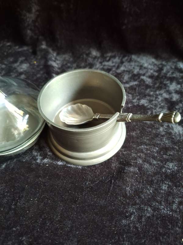 Vintage Tin Etain Zinn Pewter Cruet Set
