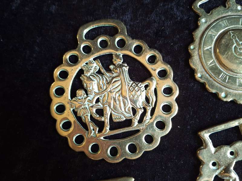 Vintage English Brass Horse Medallions