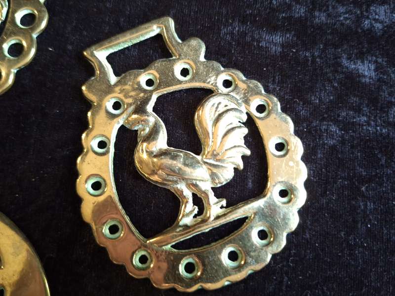 Vintage English Brass Horse Medallions