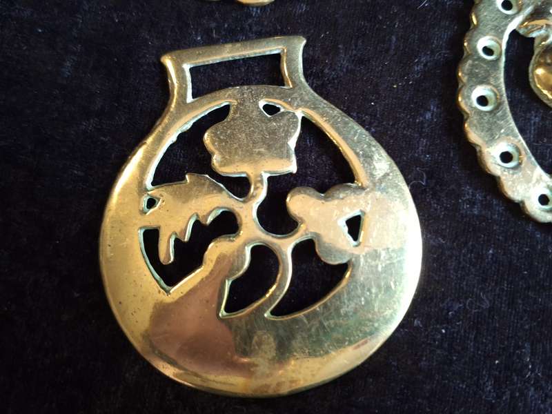 Vintage English Brass Horse Medallions