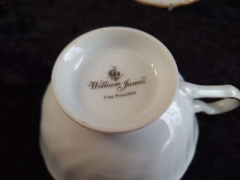 Beautiful Vintage Polka Dot William James Fine Porcelain Grandmothers Cup & Saucer.