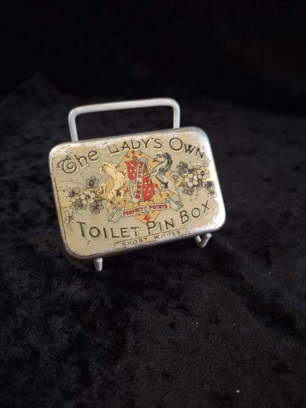 Vintage " The Ladys Own Toilet Pin Box" Tin