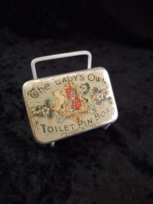 Vintage " The Ladys Own Toilet Pin Box" Tin
