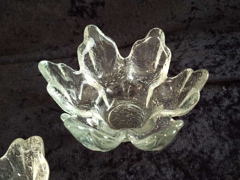 Vintage Pair of LASISEPAT MANTSALA FINLAND Textured Art Glass Cactus Mid-Century Candleholders