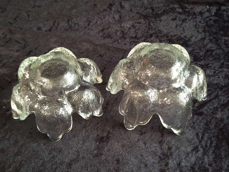 Vintage Pair of LASISEPAT MANTSALA FINLAND Textured Art Glass Cactus Mid-Century Candleholders