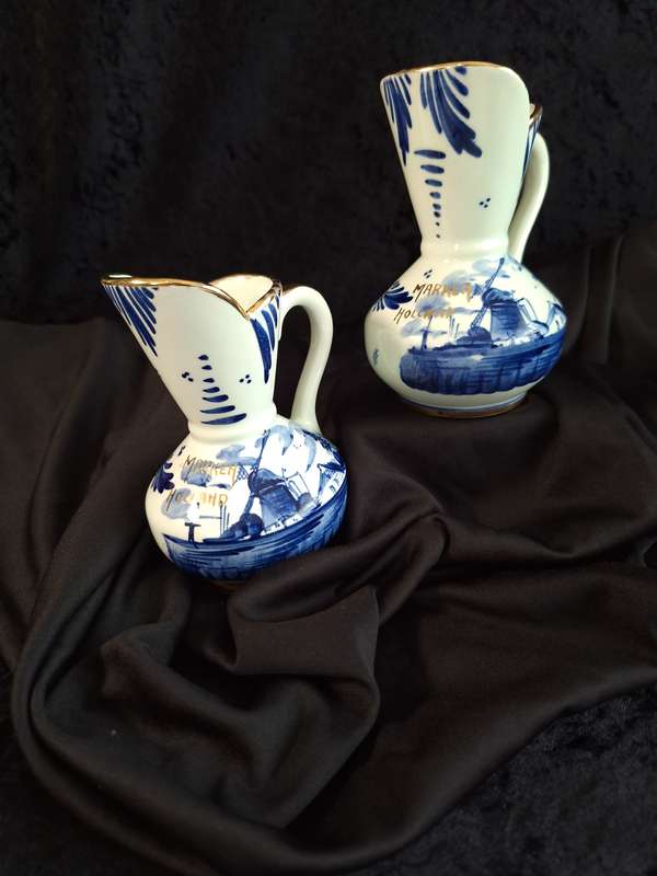 Stunning Vintage Pair of Delft Pitchers