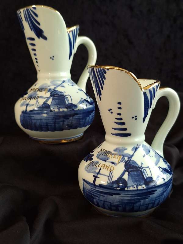 Stunning Vintage Pair of Delft Pitchers