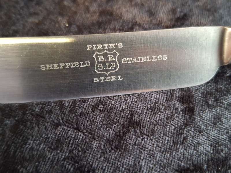 Vintage Set of 6 Firth's Sheffield Stainless-Steel Dinner Knifes (Faux Bone Handles)